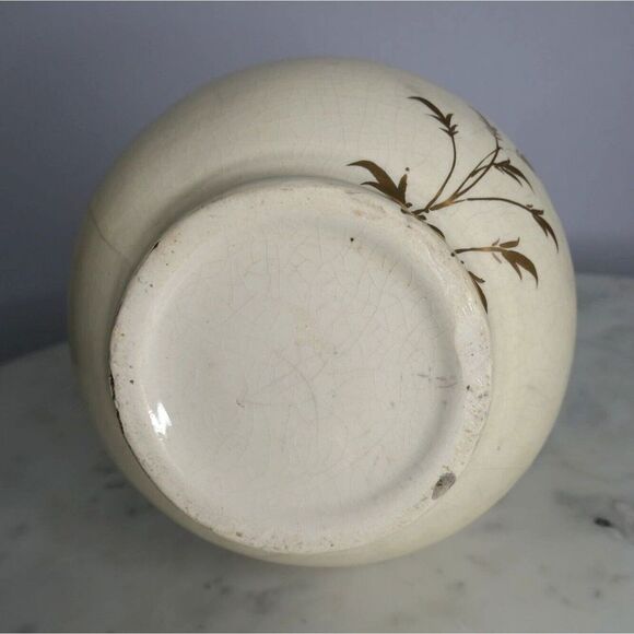 Antq Art Nouveau Ewer Gold Painted Floral Pitcher Ornate Handle Unmarked Cottage - Picture 6 of 9